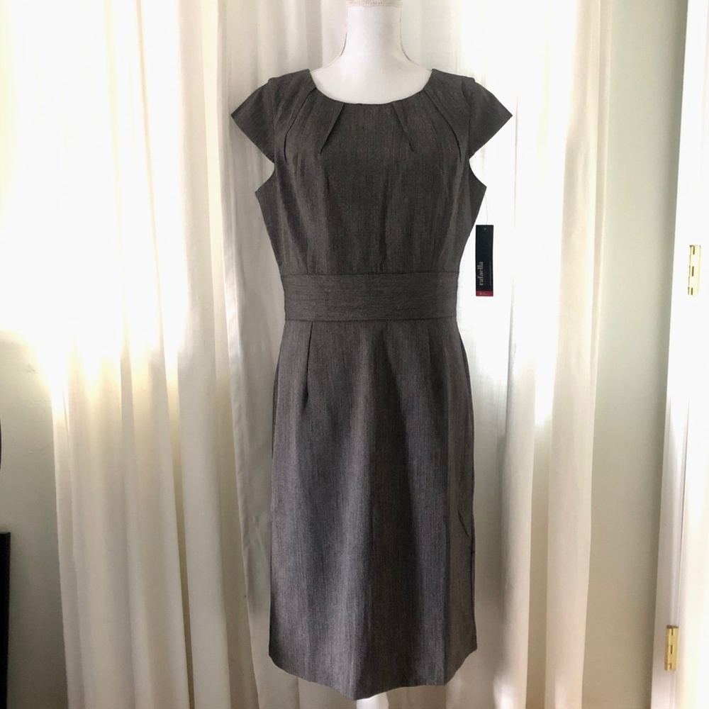 { Rafaella } NWT Gray Cap-sleeve Workwear Dress